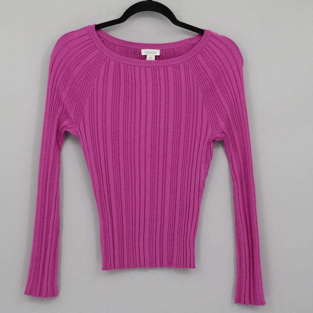 Sundance Organic Cotton Sweater Women PM Pink Barbie Preppy Twee Casual Boho NWT